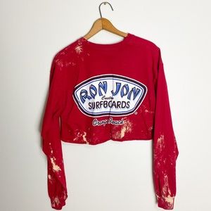 SOLD: Ron Jon Surf Shop Red Crop Top Long Sleeve Graphic